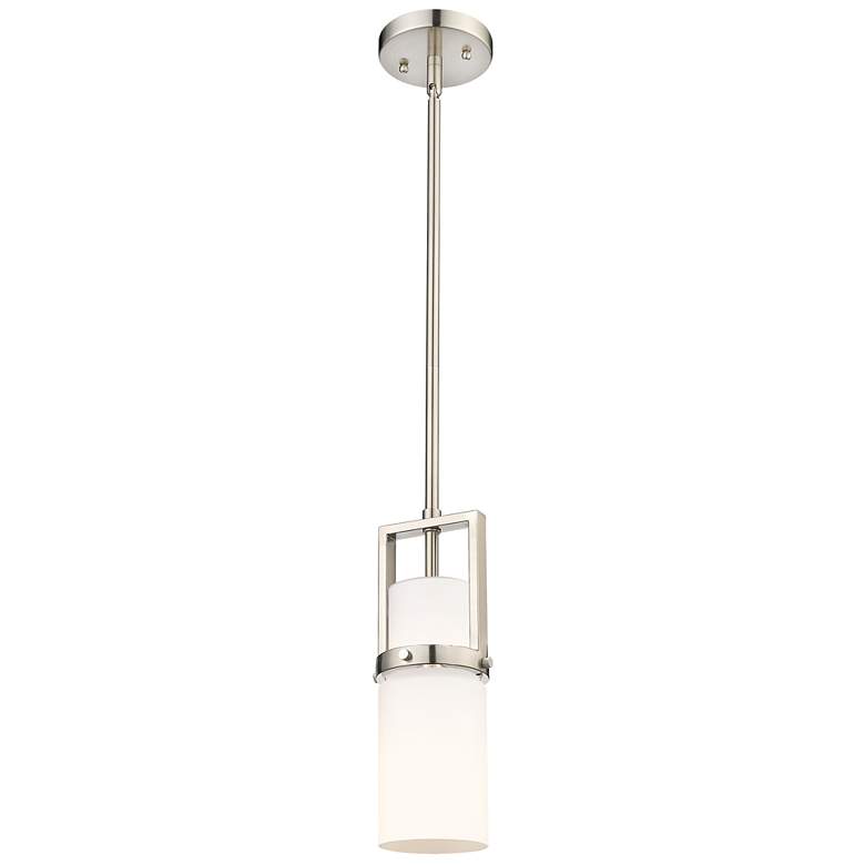 Image 1 Utopia 4.25 inch Wide Satin Nickel Stem Hung Pendant With Matte White Shad