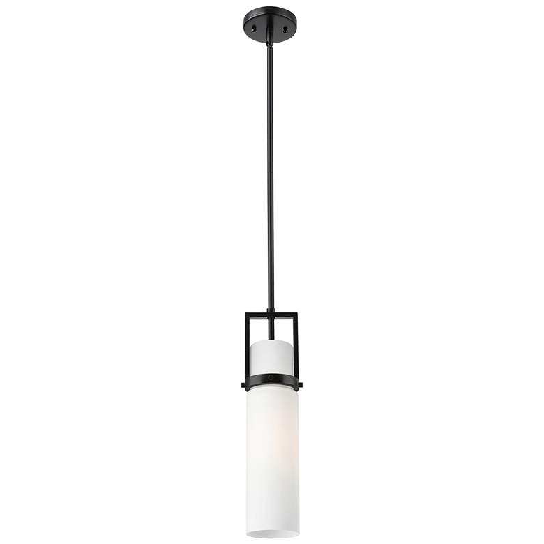 Image 1 Utopia 4 1/4" Wide Matte Black Mini Pendant with White Glass