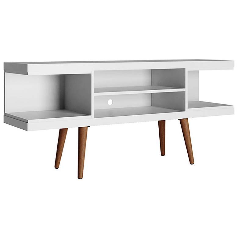 Image 4 Utopia 53 1/4 inch Wide Matte White Wood 4-Shelf TV Stand more views