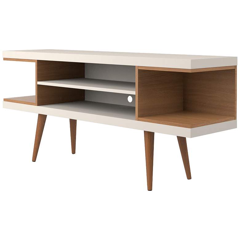 Image 4 Utopia 53 1/4 inch Wide Off-White and Maple Modern TV Stand more views