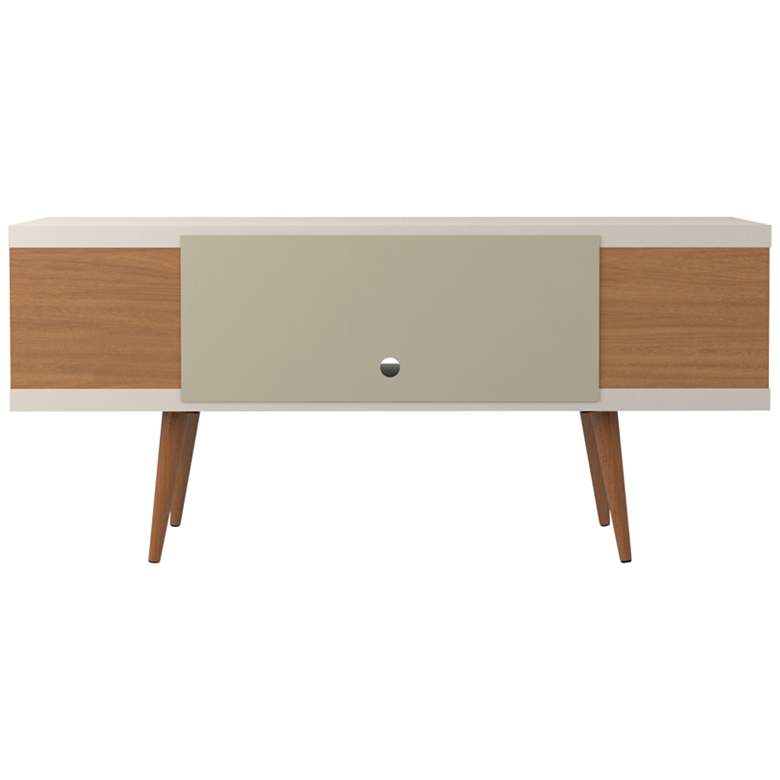 Image 6 Utopia 53 1/4 inch Wide Off-White and Maple Modern TV Stand more views