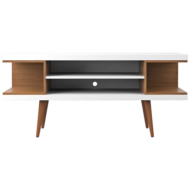 Image 2 Utopia 53 1/4" Wide White Gloss and Maple Modern TV Stand
