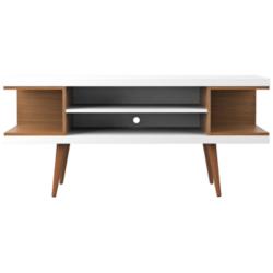 Utopia 53 1/4&quot; Wide White Gloss and Maple Modern TV Stand