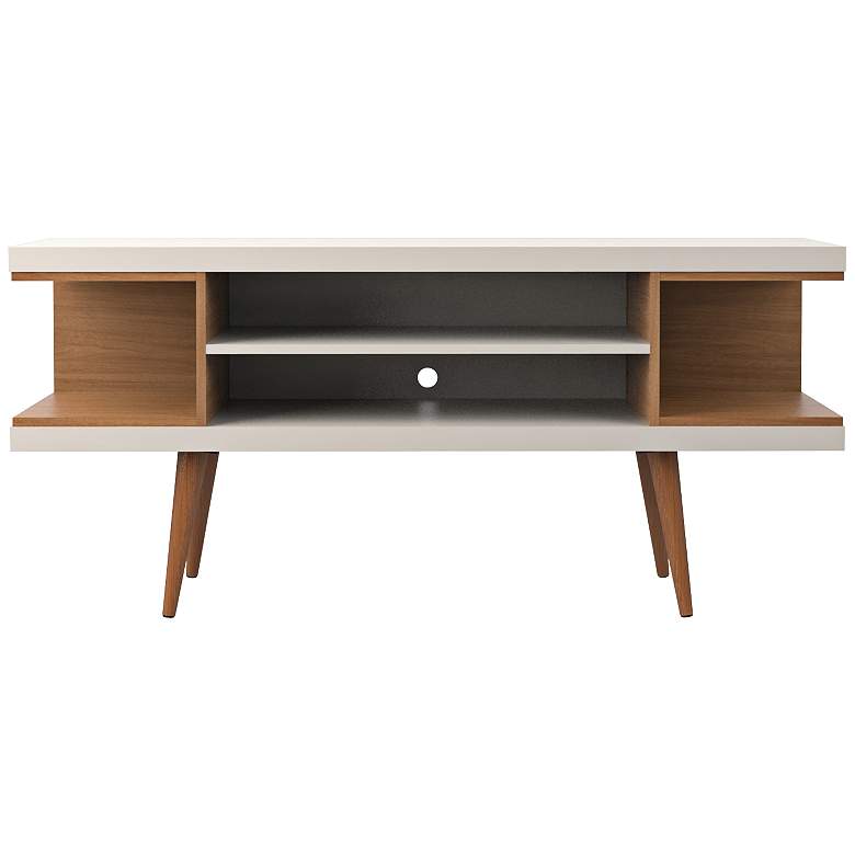 Image 2 Utopia 54 inch Wide Off-White and Maple Modern TV Stand