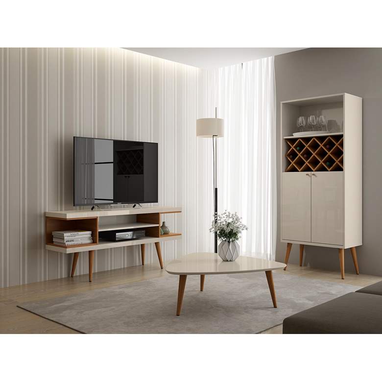 Image 7 Utopia 54" Wide Off-White and Maple Modern TV Stand more views