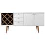 2_Utopia 63 1/2" Wide Gloss White and Maple 3-Drawer Sideboard