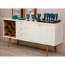 1_Utopia 63 1/2" Wide Gloss White and Maple 3-Drawer Sideboard
