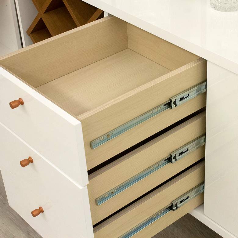 Image 3 Utopia 63 1/2" Wide Gloss White and Maple 3-Drawer Sideboard more views