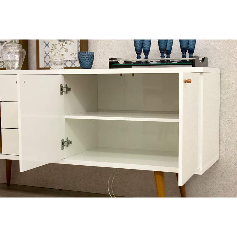Image 4 Utopia 63 1/2" Wide Gloss White and Maple 3-Drawer Sideboard more views