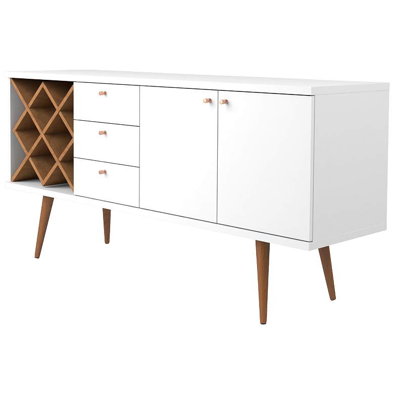 Image 5 Utopia 63 1/2" Wide Gloss White and Maple 3-Drawer Sideboard more views