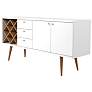 5_Utopia 63 1/2" Wide Gloss White and Maple 3-Drawer Sideboard more views