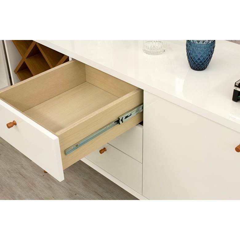 Image 7 Utopia 63 1/2" Wide Gloss White and Maple 3-Drawer Sideboard more views
