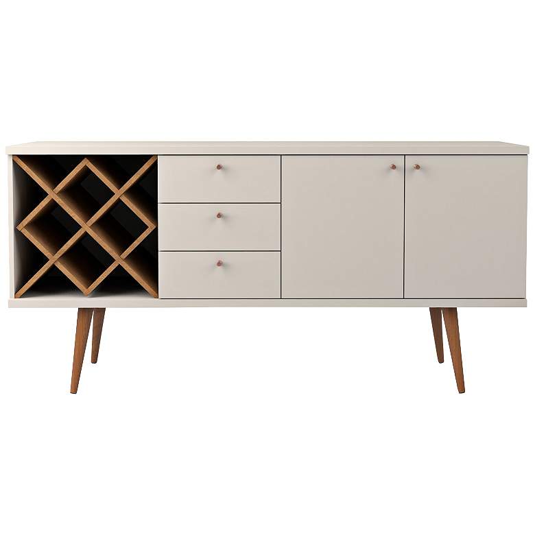 Image 1 Utopia 63 1/2" Wide Off-White and Maple Cream 3-Drawer Sideboard