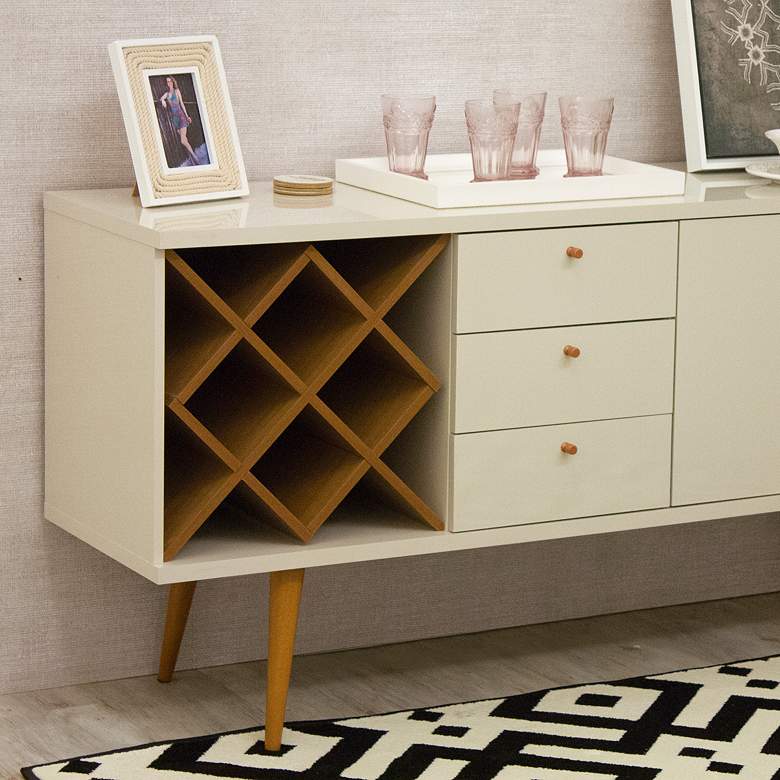Image 2 Utopia 63 1/2" Wide Off-White and Maple Cream 3-Drawer Sideboard more views