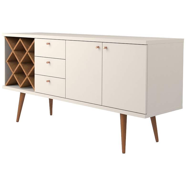 Image 3 Utopia 63 1/2" Wide Off-White and Maple Cream 3-Drawer Sideboard more views