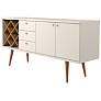 3_Utopia 63 1/2" Wide Off-White and Maple Cream 3-Drawer Sideboard more views