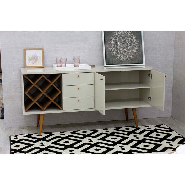 Image 7 Utopia 63 1/2" Wide Off-White and Maple Cream 3-Drawer Sideboard more views