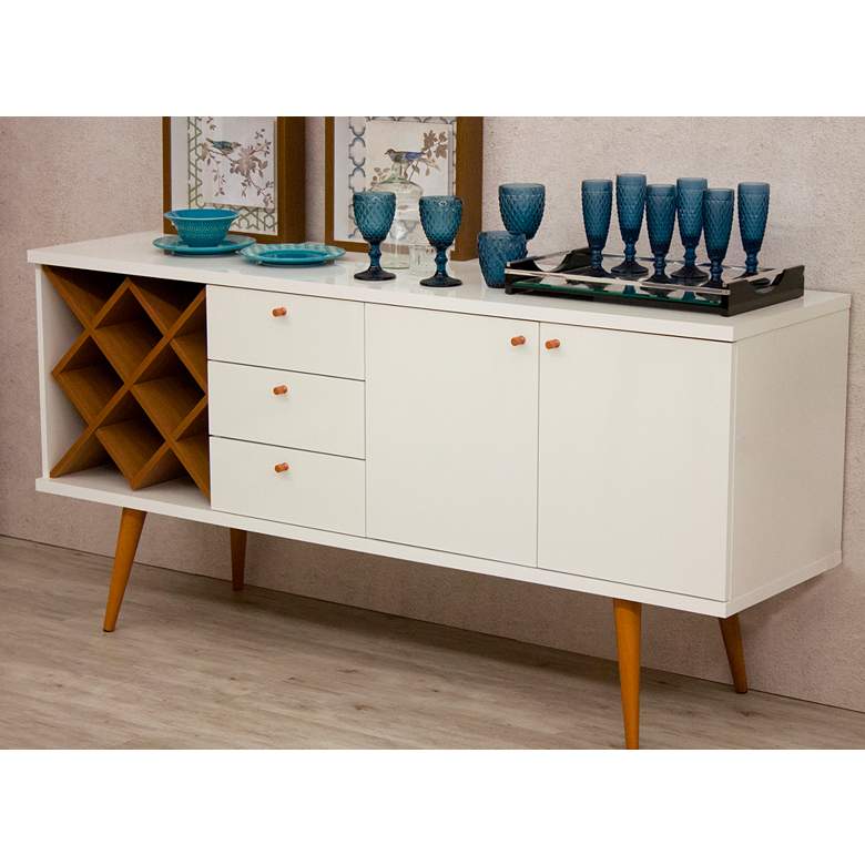 Image 1 Utopia 63 1/2 inch Wide White Gloss and Maple Modern Sideboard