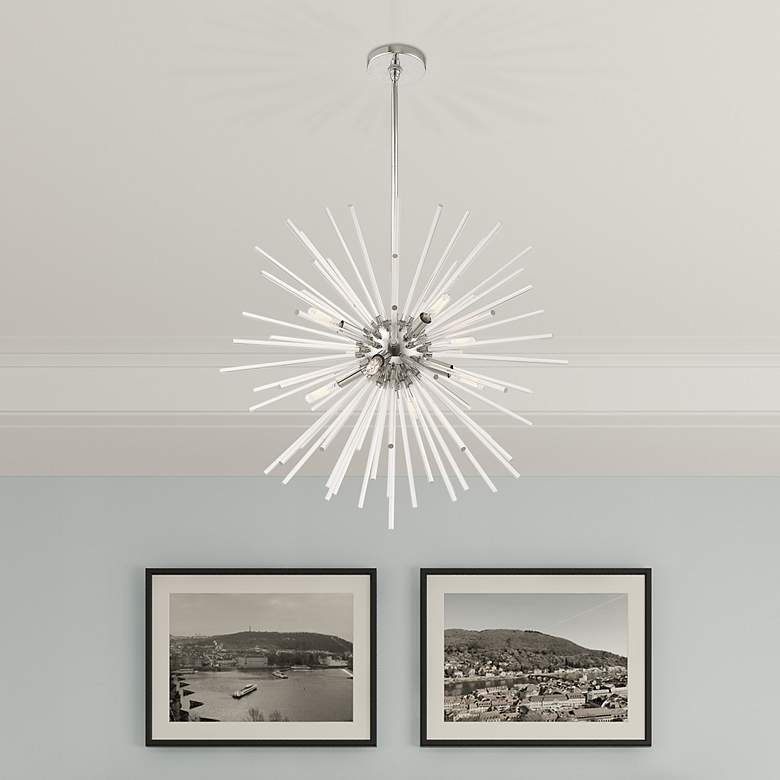 Image 1 Utopia 8 Light Polished Chrome Pendant Chandelier
