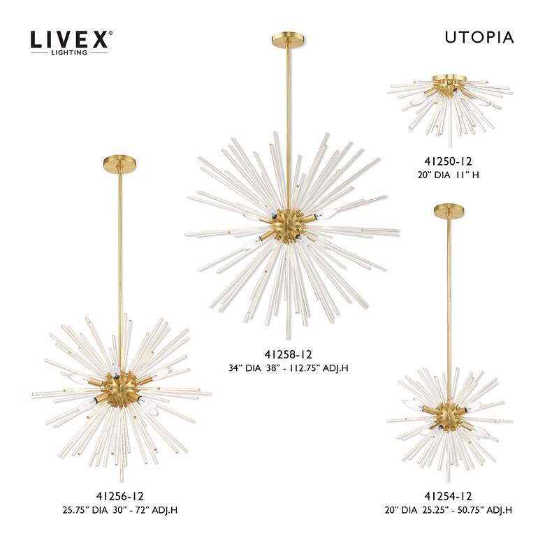 Image 3 Utopia 8 Light Satin Brass Pendant Chandelier more views