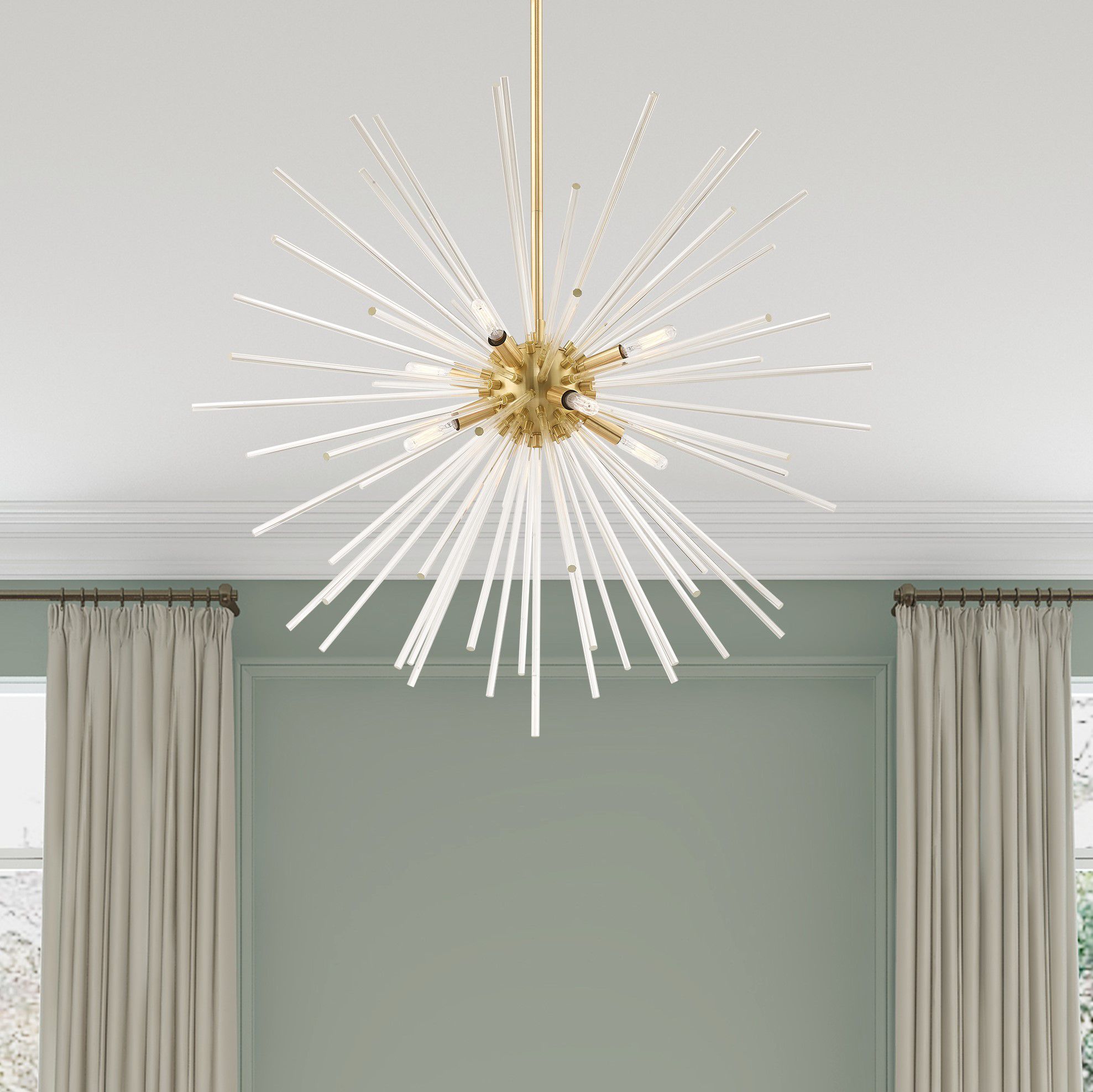 Utopia 8 Light Satin Brass Pendant Chandelier