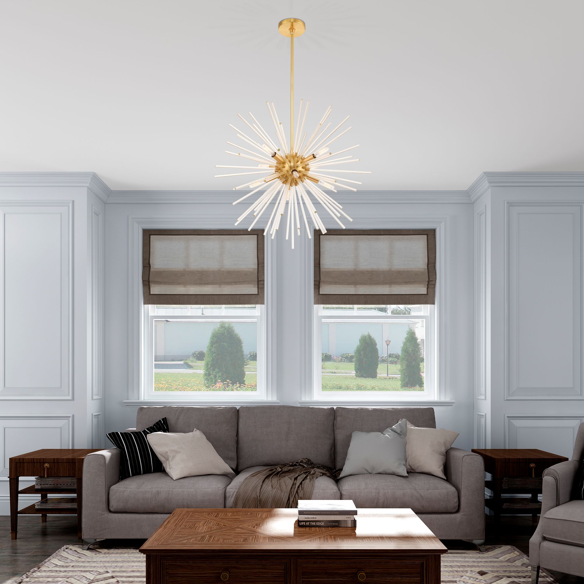 Utopia 8 Light Satin Brass Pendant Chandelier