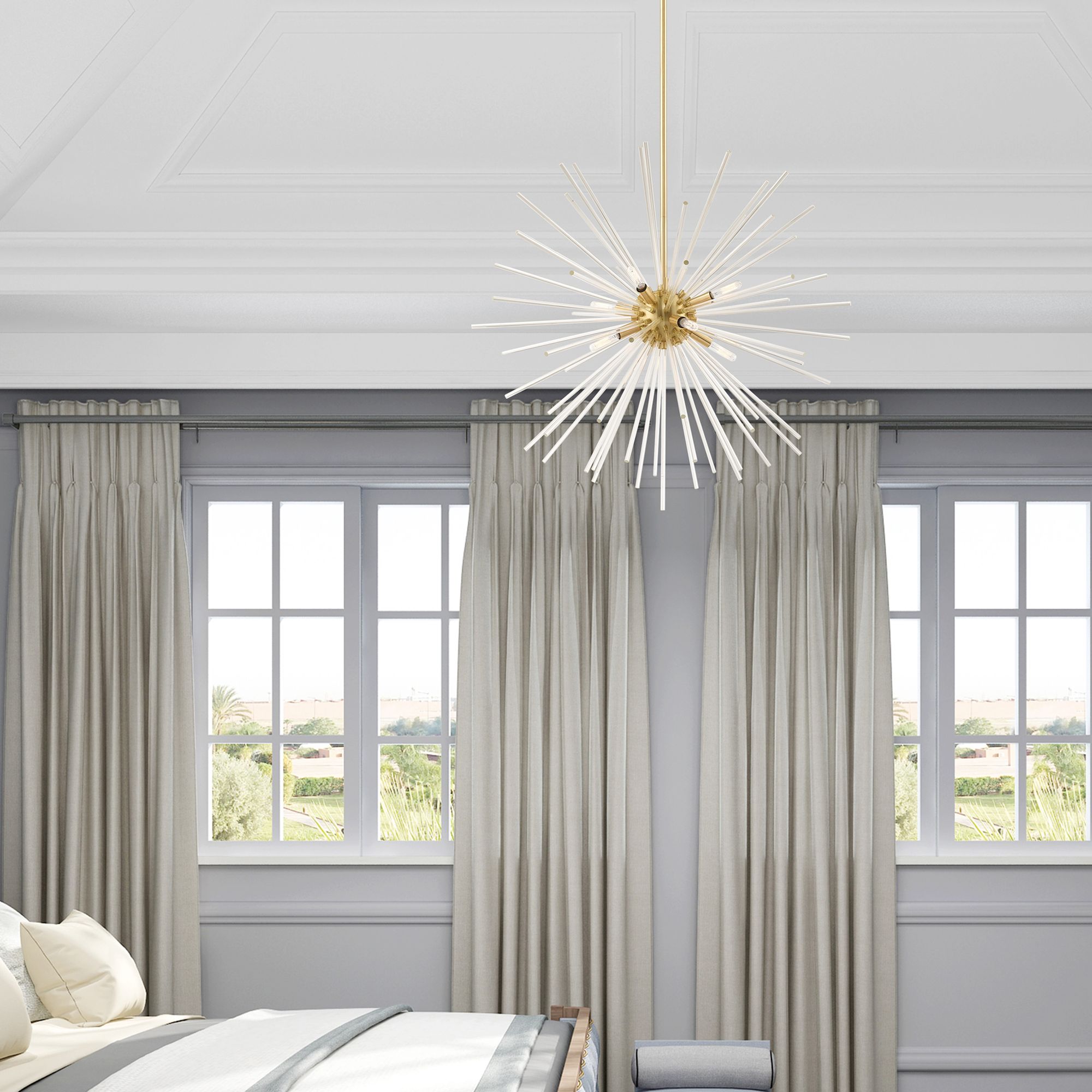 Utopia 8 Light Satin Brass Pendant Chandelier