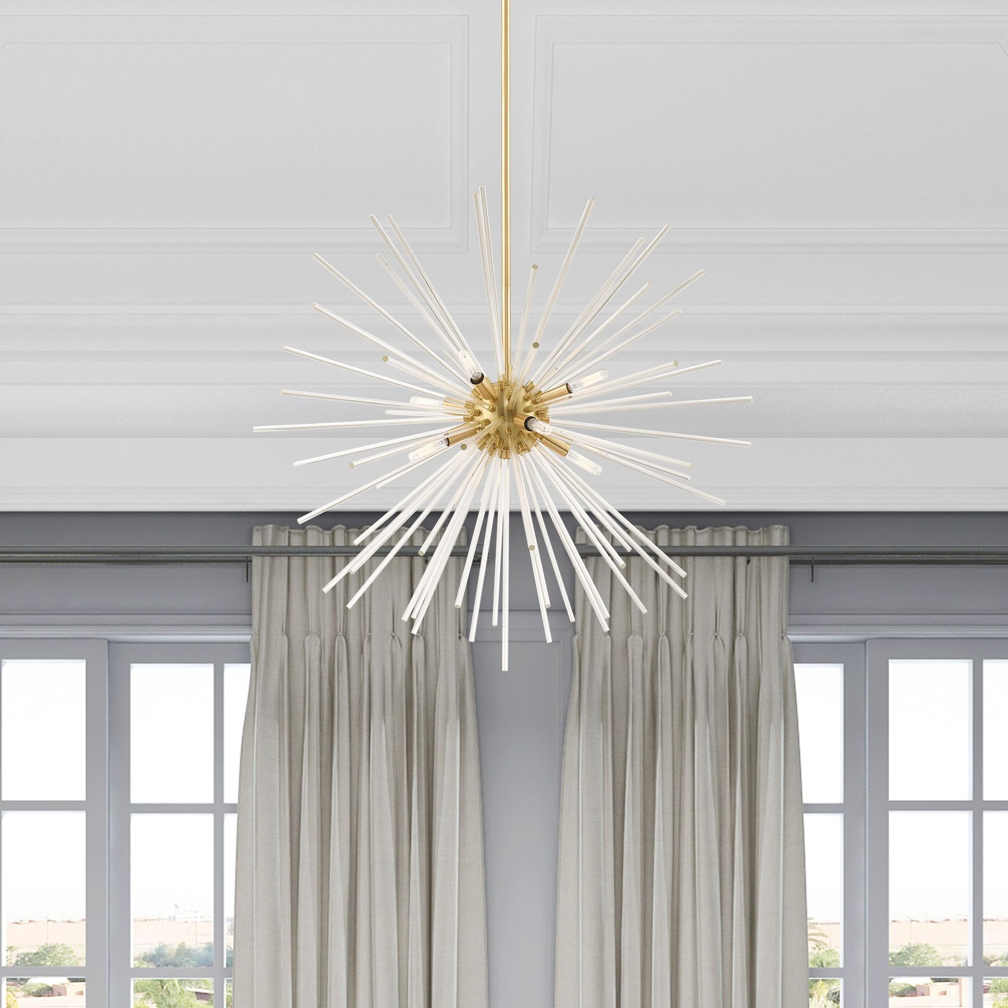Utopia 8 Light Satin Brass Pendant Chandelier