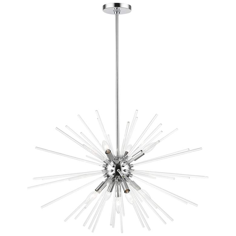 Image 1 Utopia 9 Light Polished Chrome Large Pendant Chandelier