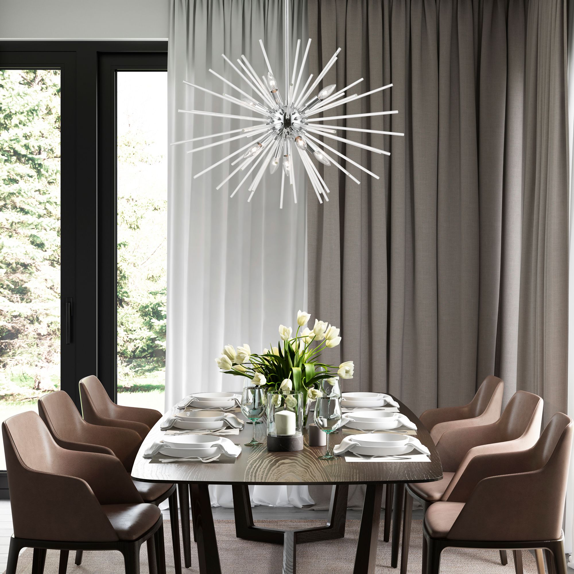 Utopia 9 Light Polished Chrome Large Pendant Chandelier