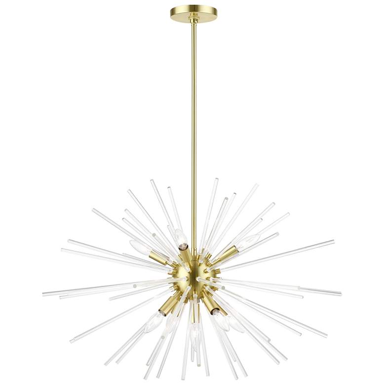 Image 1 Utopia 9 Light Satin Brass Large Pendant Chandelier