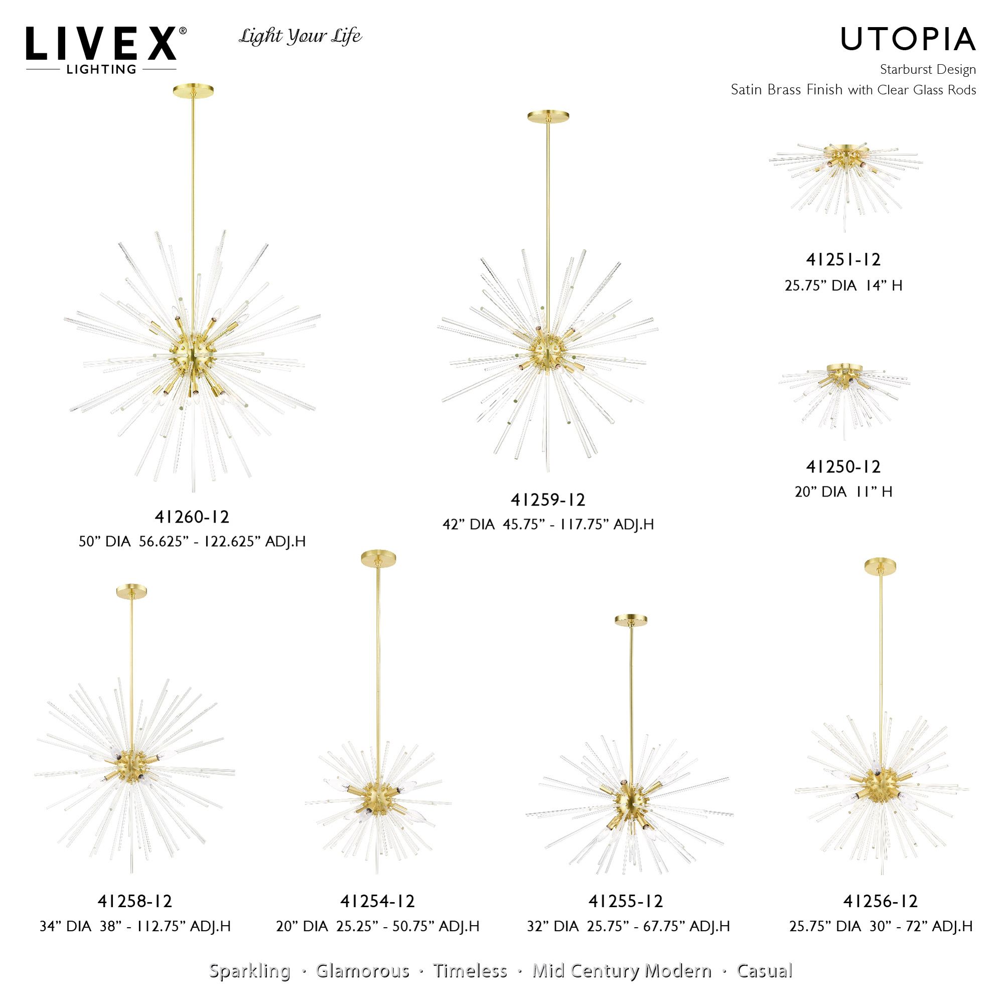 Utopia 9 Light Satin Brass Large Pendant Chandelier