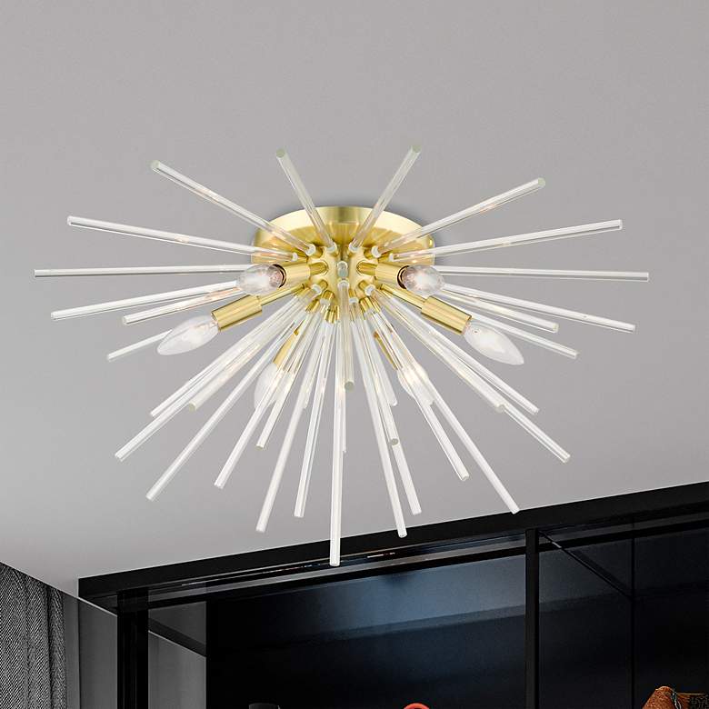 Image 2 Utopia Extra Large 6 Light Satin Brass Flush Mount