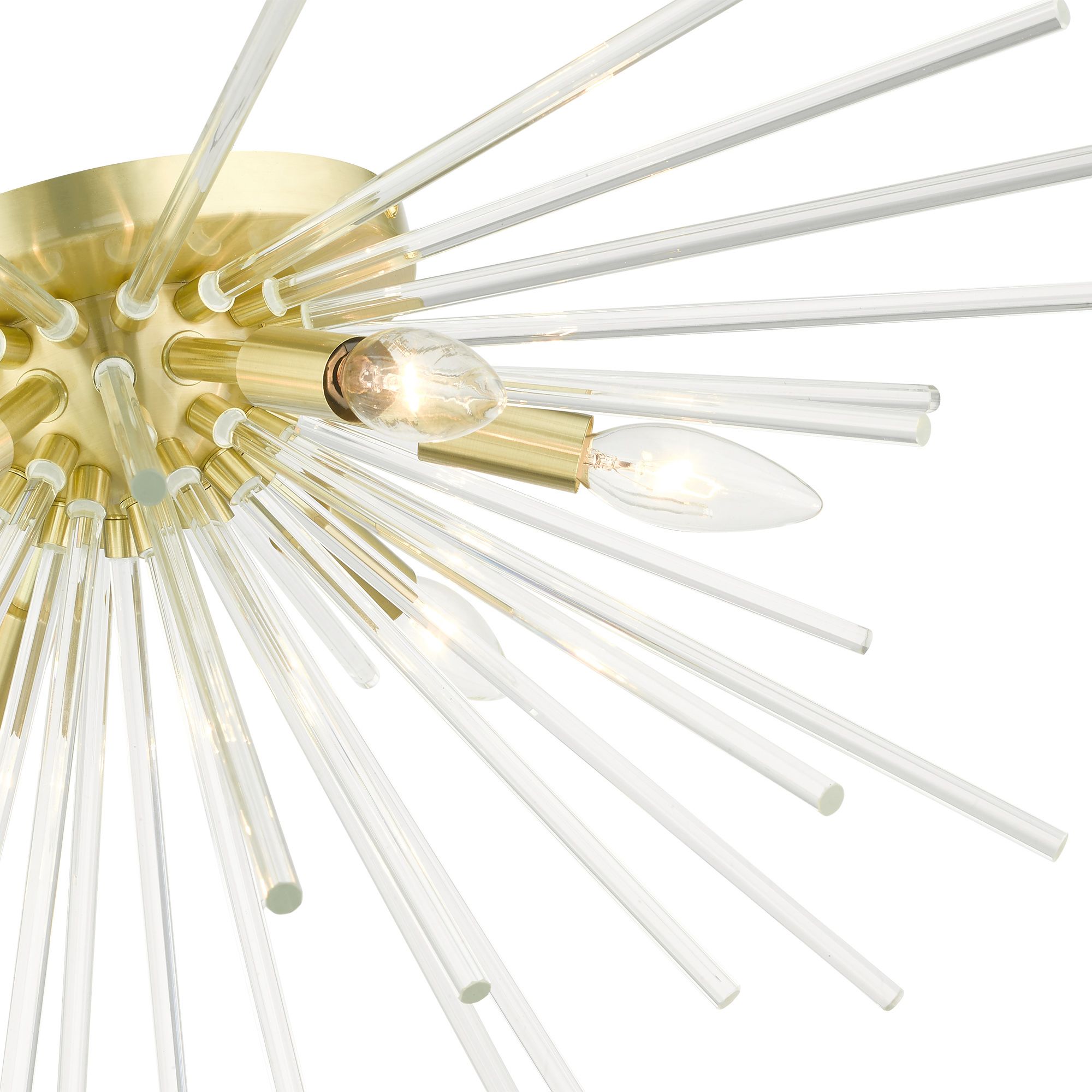 Utopia Extra Large 6 Light Satin Brass Flush Mount in scene