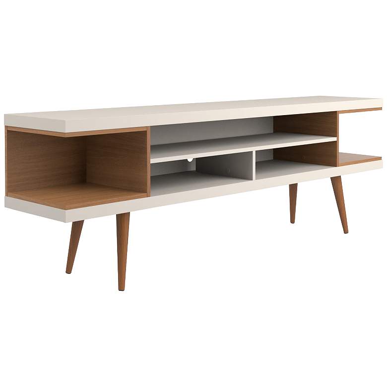 Image 4 Utopia Off-White and Maple Cream 5-Shelf TV Stand more views