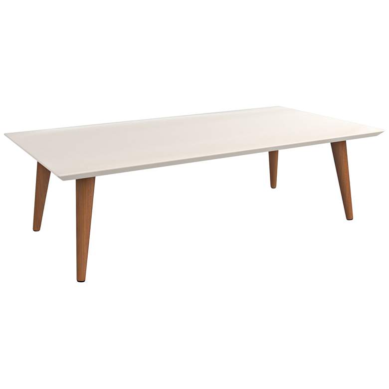 Image 1 Utopia Off-White and Maple Cream Rectangular Modern Coffee Table