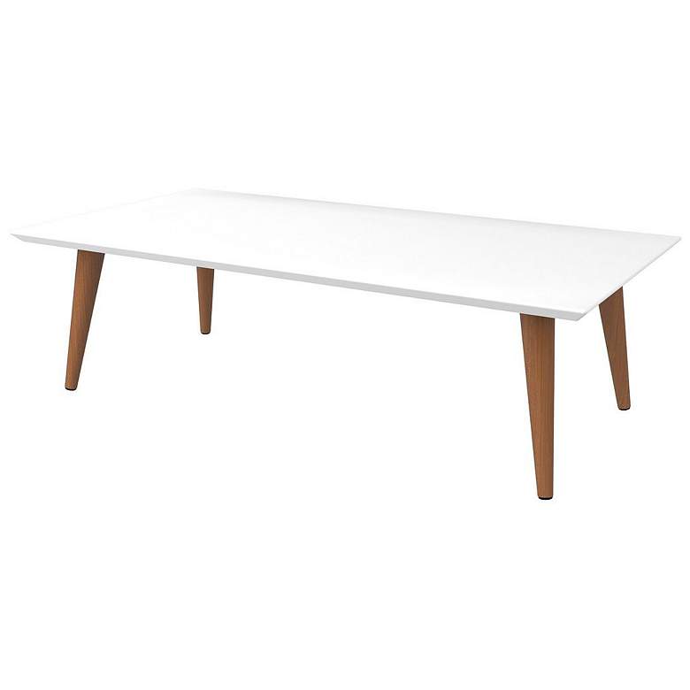 Image 1 Utopia Off-White and Maple Cream Rectangular Modern Coffee Table