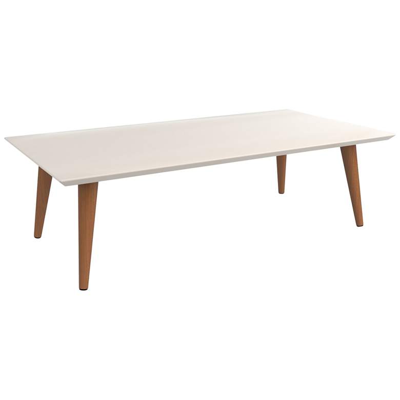 Image 4 Utopia Off-White and Maple Cream Rectangular Modern Coffee Table more views