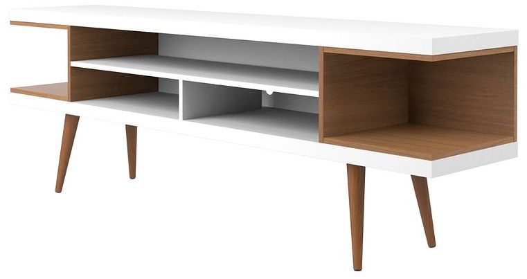 Utopia White Gloss and Maple Cream 5-Shelf TV Stand