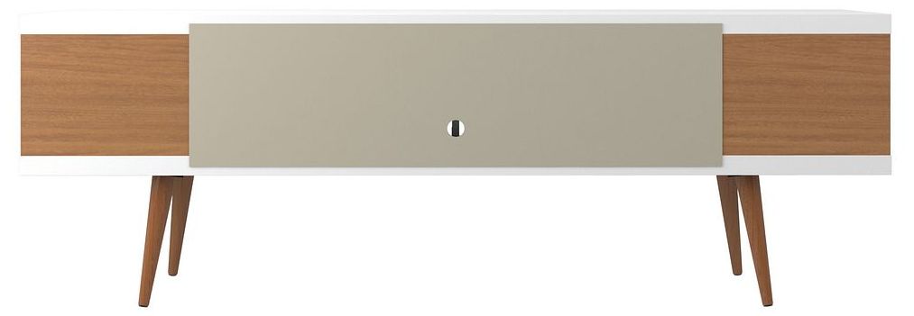 Utopia White Gloss and Maple Cream 5-Shelf TV Stand