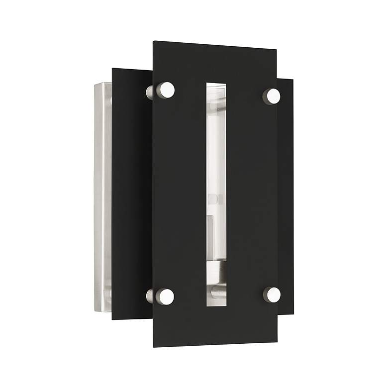 Image 4 Utrecht 1 Light Black and Brushed Nickel Outdoor Wall Lantern more views