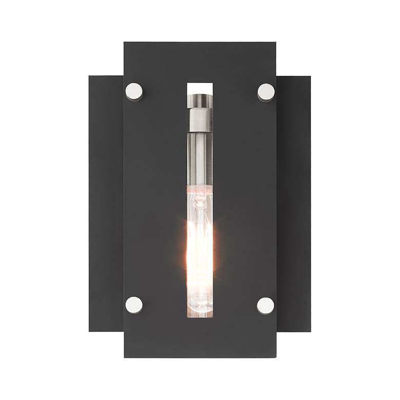 Image 5 Utrecht 1 Light Black and Brushed Nickel Outdoor Wall Lantern more views