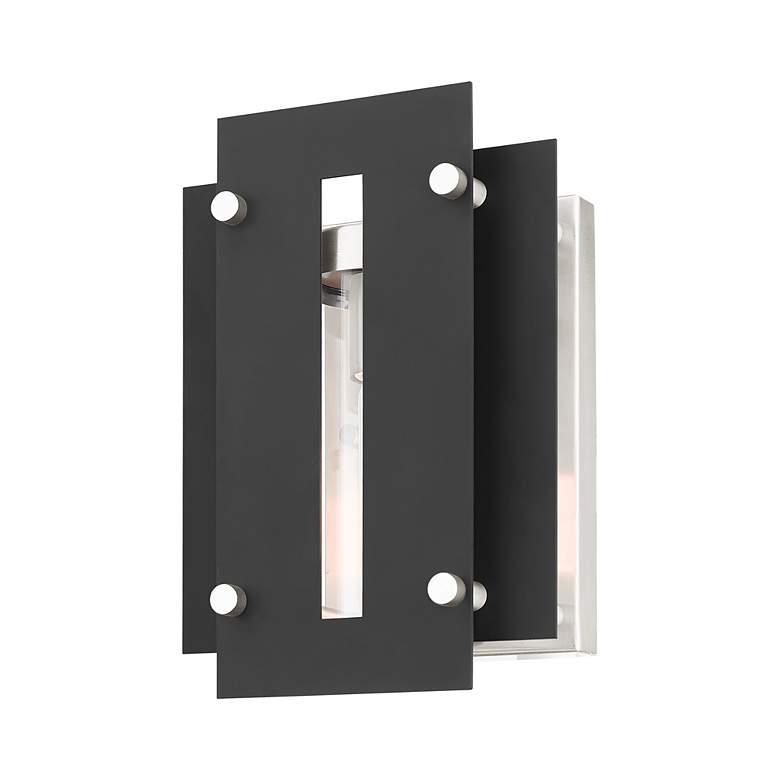 Image 6 Utrecht 1 Light Black and Brushed Nickel Outdoor Wall Lantern more views