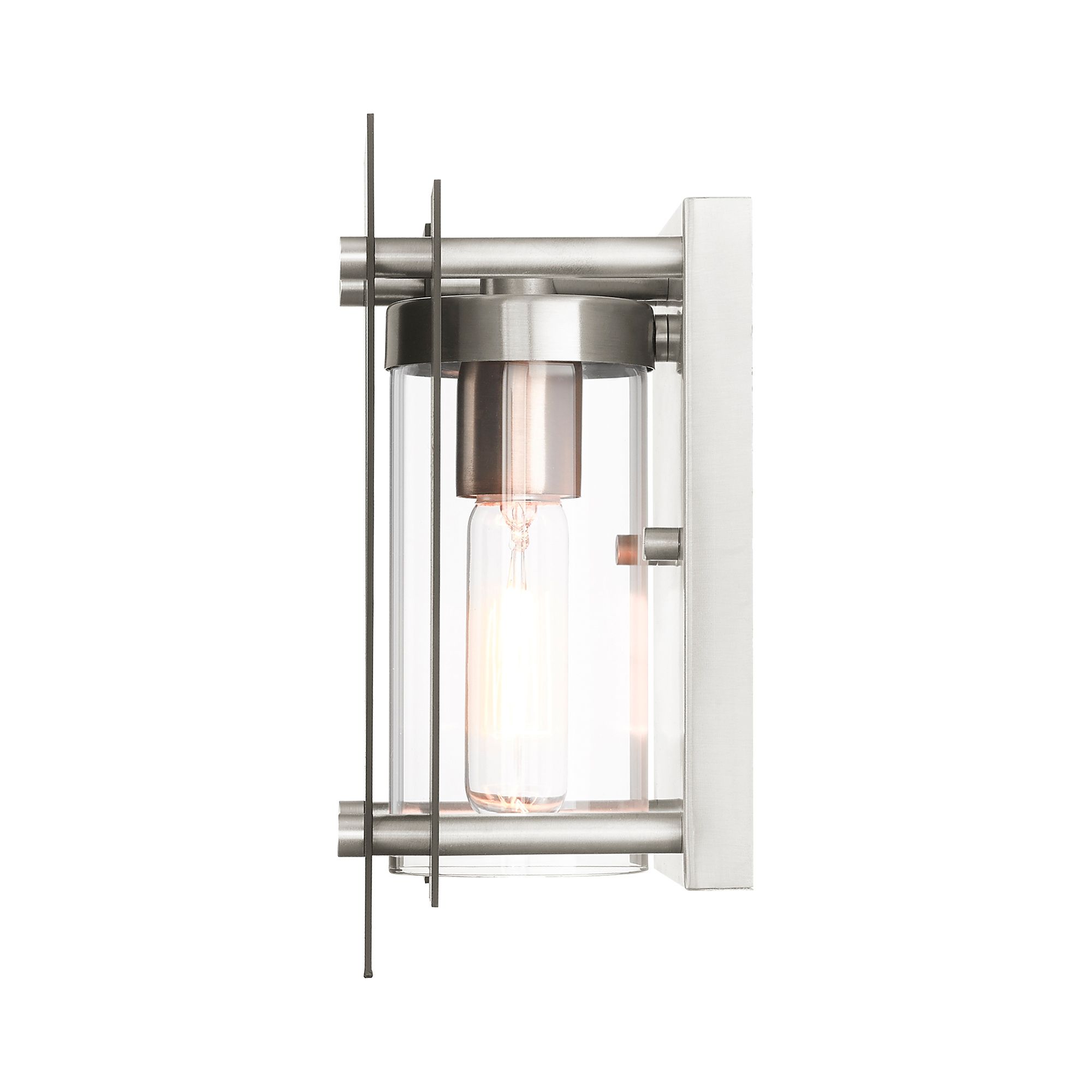 Utrecht 1 Light Black and Brushed Nickel Outdoor Wall Lantern