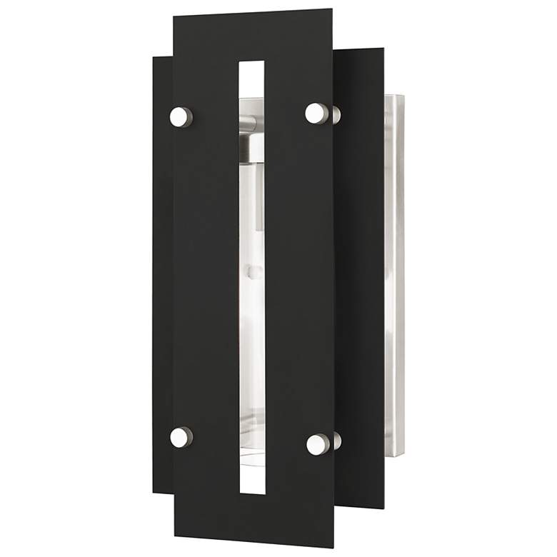Image 2 Utrecht 1 Light Black and Brushed Nickel Outdoor Wall Lantern