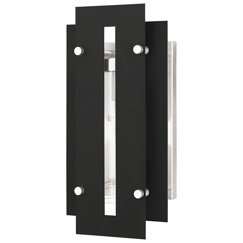 Image 1 Utrecht 1 Light Black and Brushed Nickel Outdoor Wall Lantern