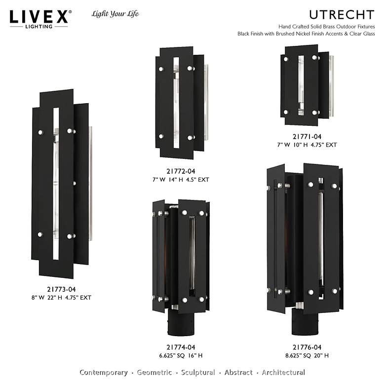 Image 3 Utrecht 1 Light Black and Brushed Nickel Outdoor Wall Lantern more views