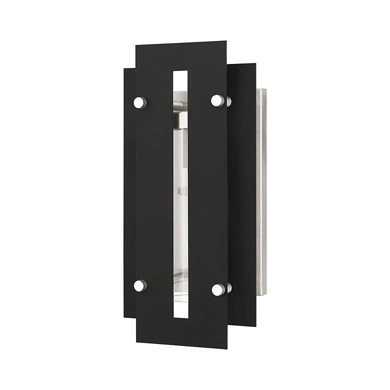 Image 4 Utrecht 1 Light Black and Brushed Nickel Outdoor Wall Lantern more views