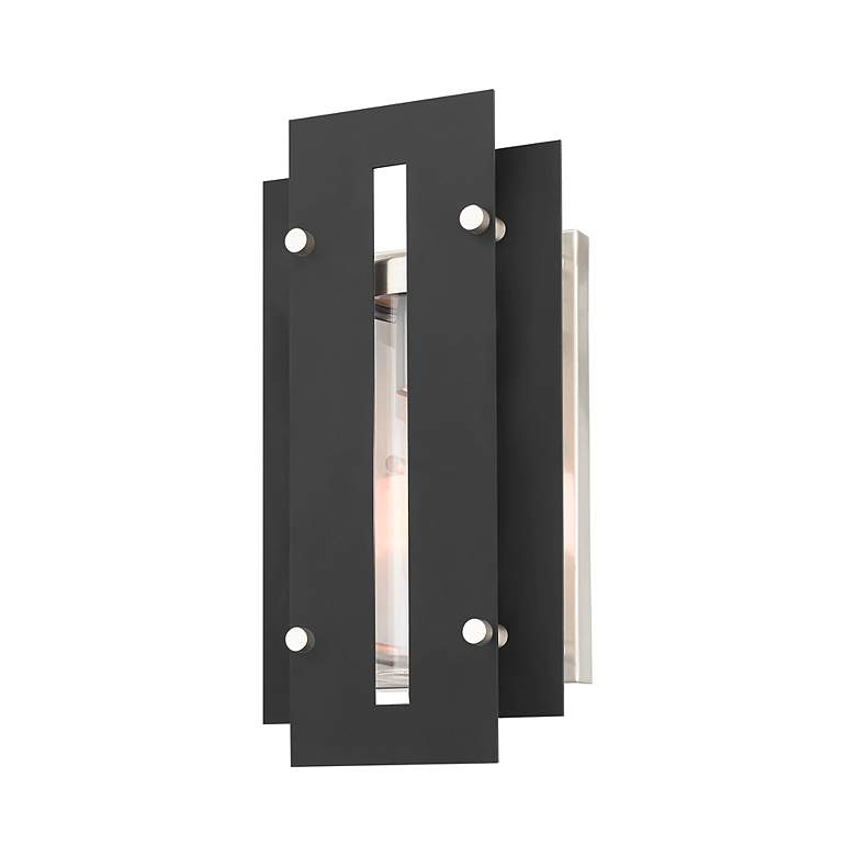 Image 6 Utrecht 1 Light Black and Brushed Nickel Outdoor Wall Lantern more views
