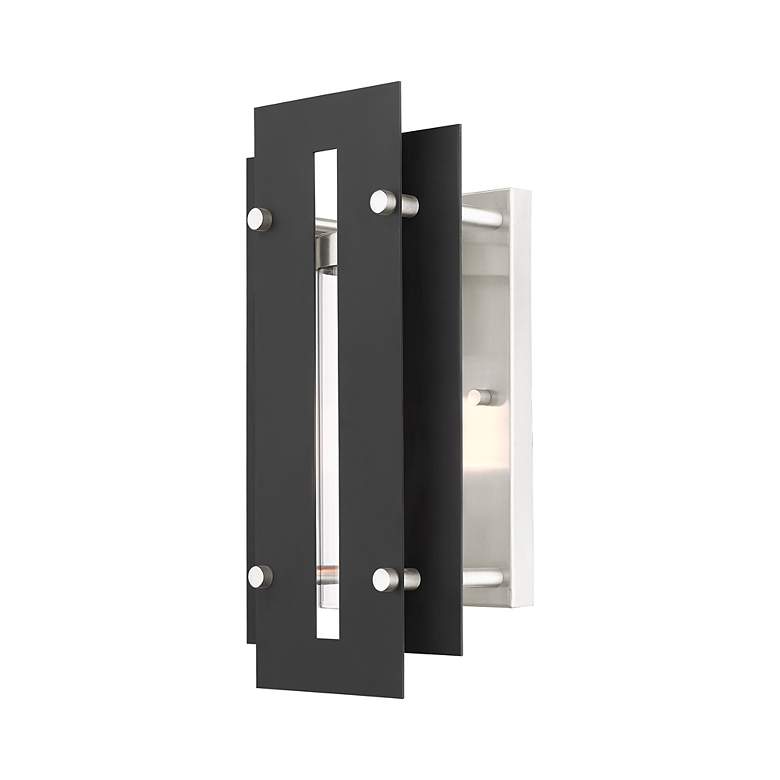 Image 7 Utrecht 1 Light Black and Brushed Nickel Outdoor Wall Lantern more views